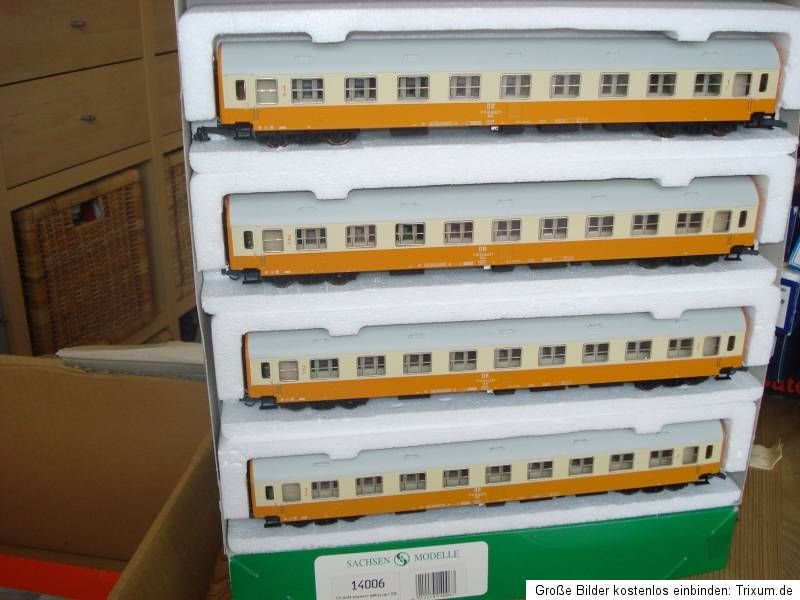 SACHSENMODELLE 14006 Set 4x Staedteexpresswagen DR Ep 4 orange cr in