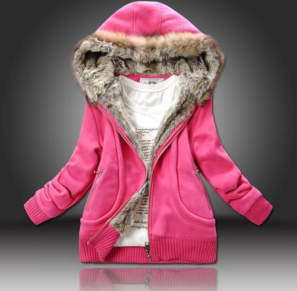 New Womens Slim Thicken Winter Coat Jacket Fur Cotton Hooded