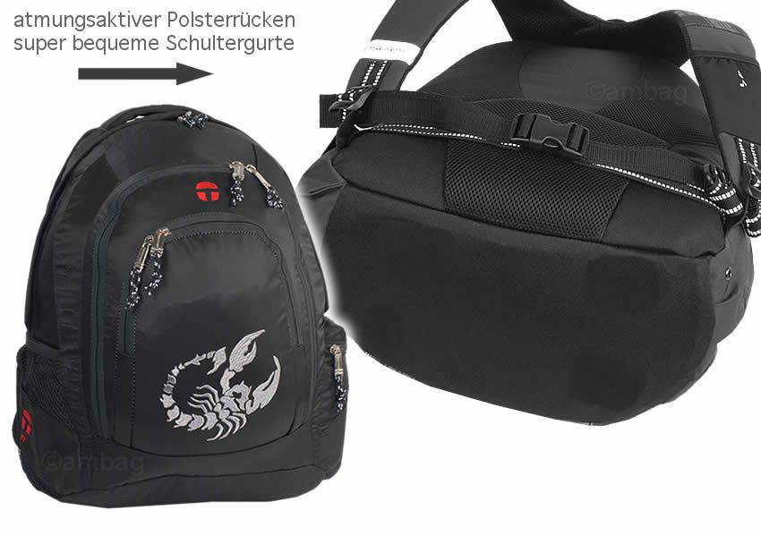 Schulrucksack SCORPION Laptop TAKE IT EASY Rucksack SCH