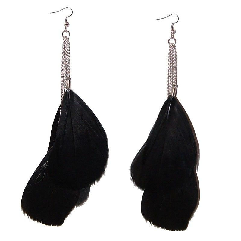 Neu Feder Ohrringe Ohrhänger Feather Earrings Ketten Federn Hippie