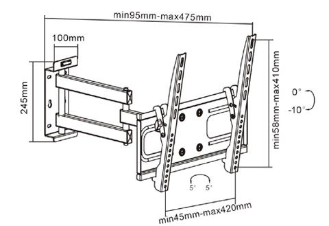 modell pmlm 944 vesa standard max 400x400 bildschirmgroesse 26 47 66cm