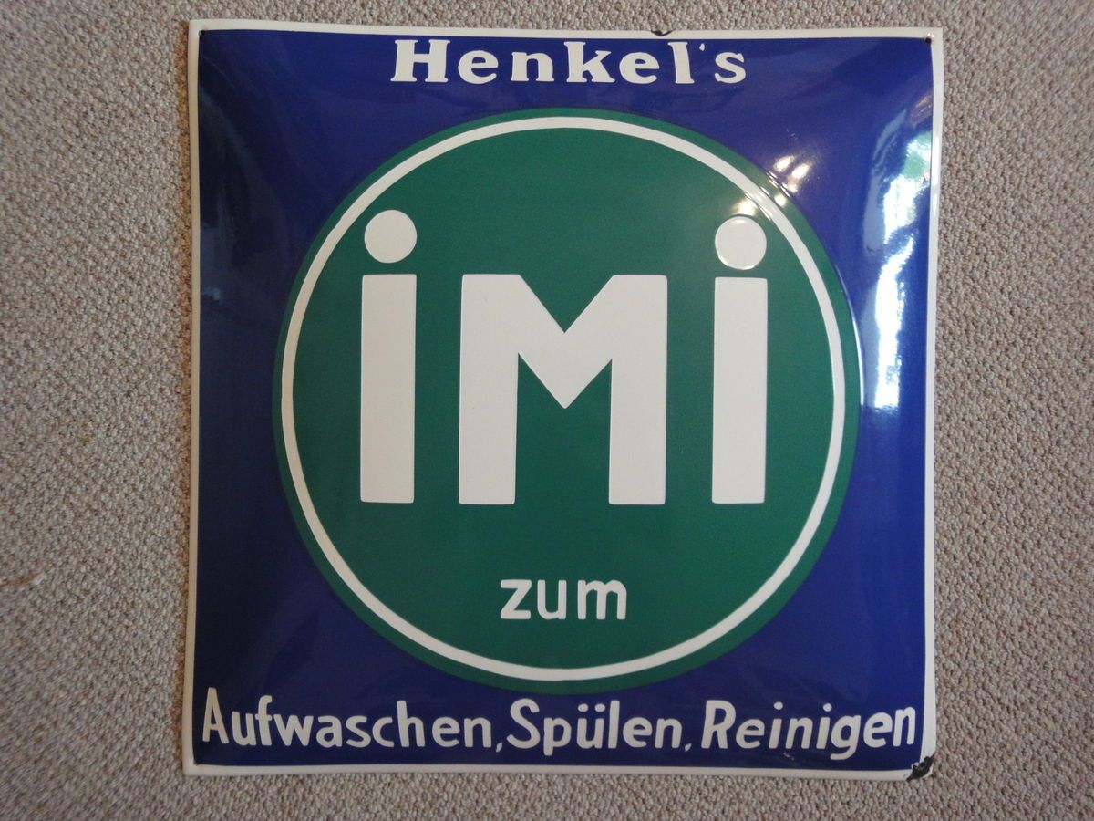 Emaileschild Henkel s IMI zum Waschen, Spülen, Reinigen