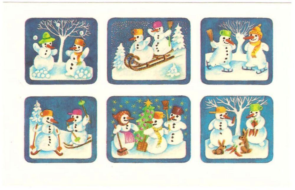 Abziehbilder Schiebebilder DDR WINTER Schneemann SB 1 19719