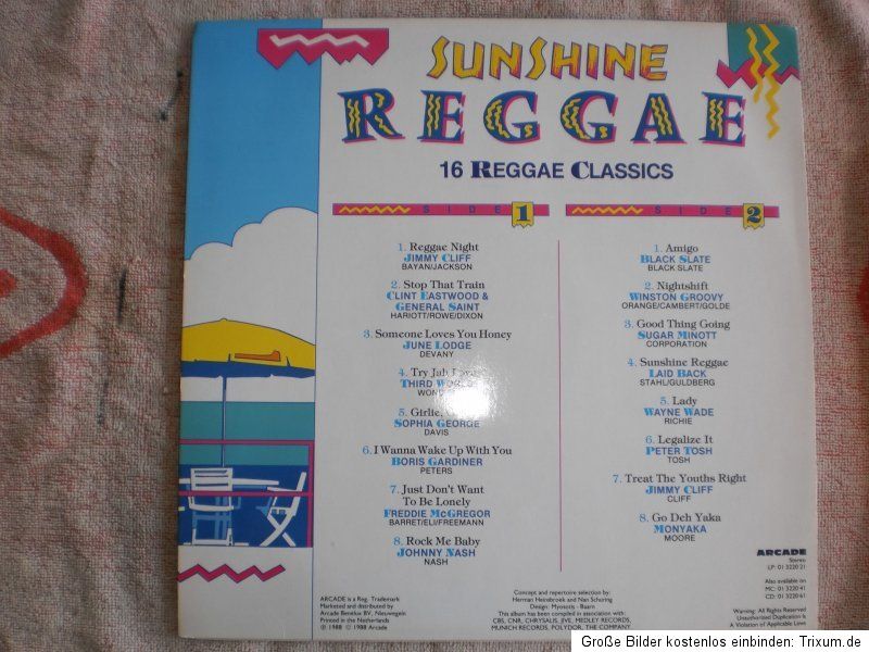 Vinyl LP   Sunshine Reggae   16 Reggae Classics   Arcade 01322021