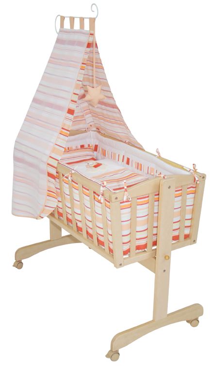 Originale Roba Babywiege mit Komplettwiegenset Baci Bär terracotta